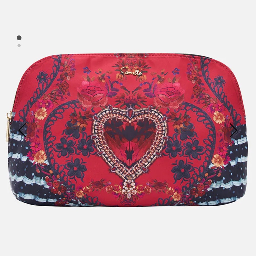 CAMILLA *View From the Veilโ red heart floral large makeup toiletries travel bag
